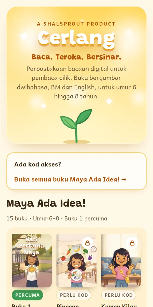 Rak buku Cerlang di telefon