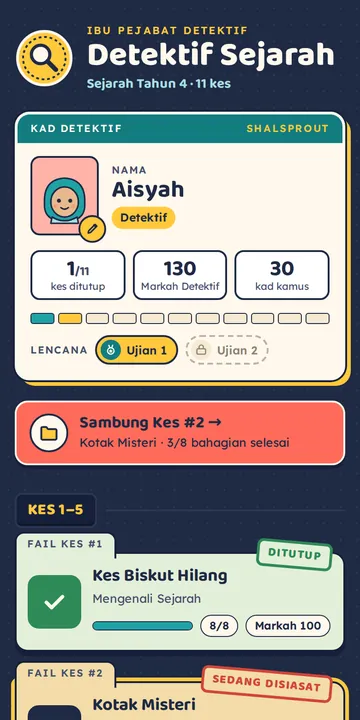 Ibu Pejabat Detektif: fail kes dan Kad Detektif anak anda