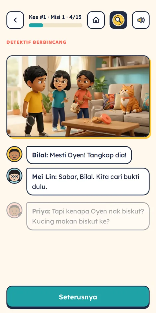Skrin Kes 1: Detektif berbincang